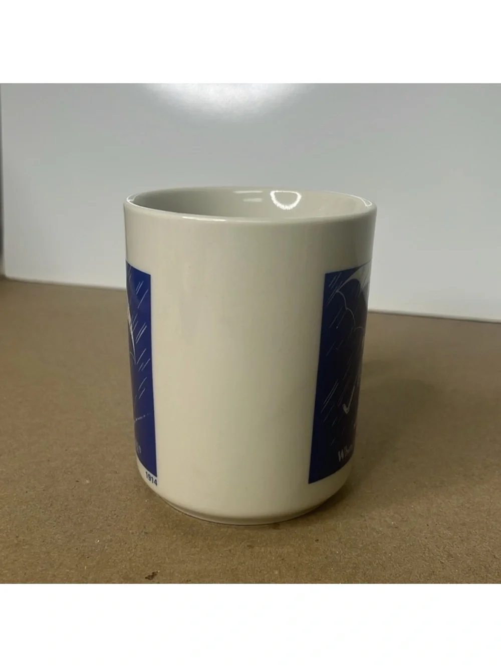 Vintage Morton’s Salt Blue & White 'When It Rains It Pours' 1921 Advertising Mug